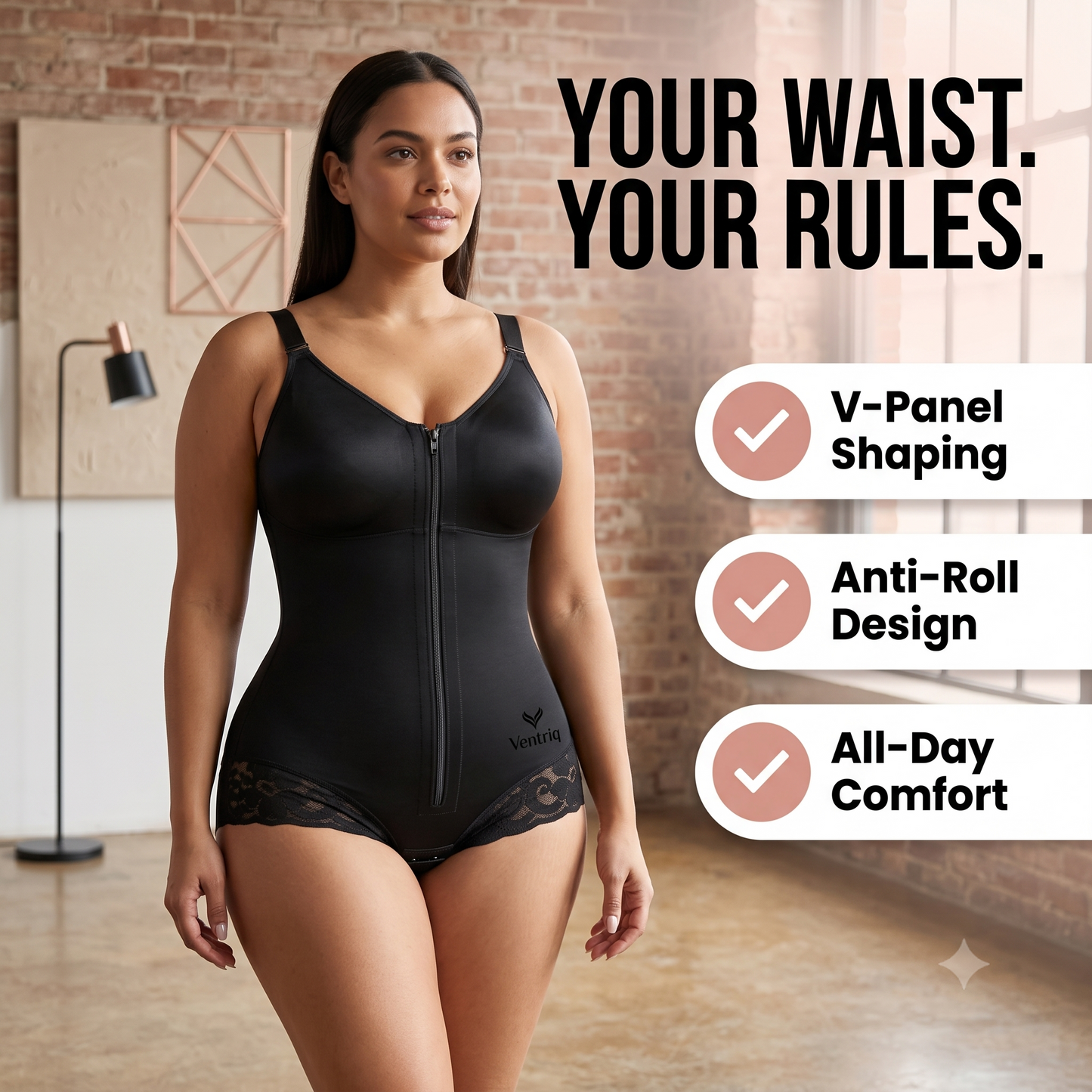 Zentriq SculptFit™ Front-Zip Tummy Control Bodysuit