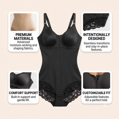 Zentriq SculptFit™ Front-Zip Tummy Control Bodysuit